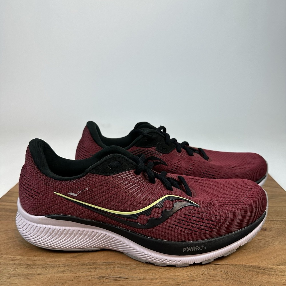 New NIB Mens Saucony Guide 14 Burgandy Athletic Running Shoes‎ Sneakers Sz 8.5 M